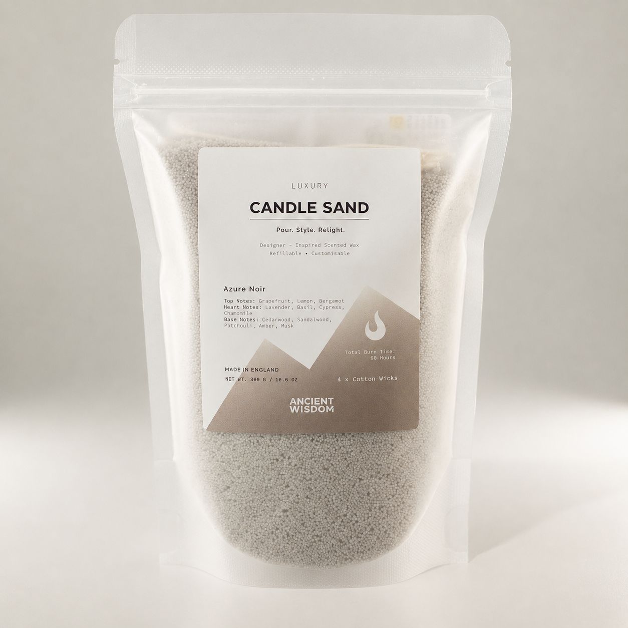 Fragranced Candle Sand - Warm Grey - Azure Noir