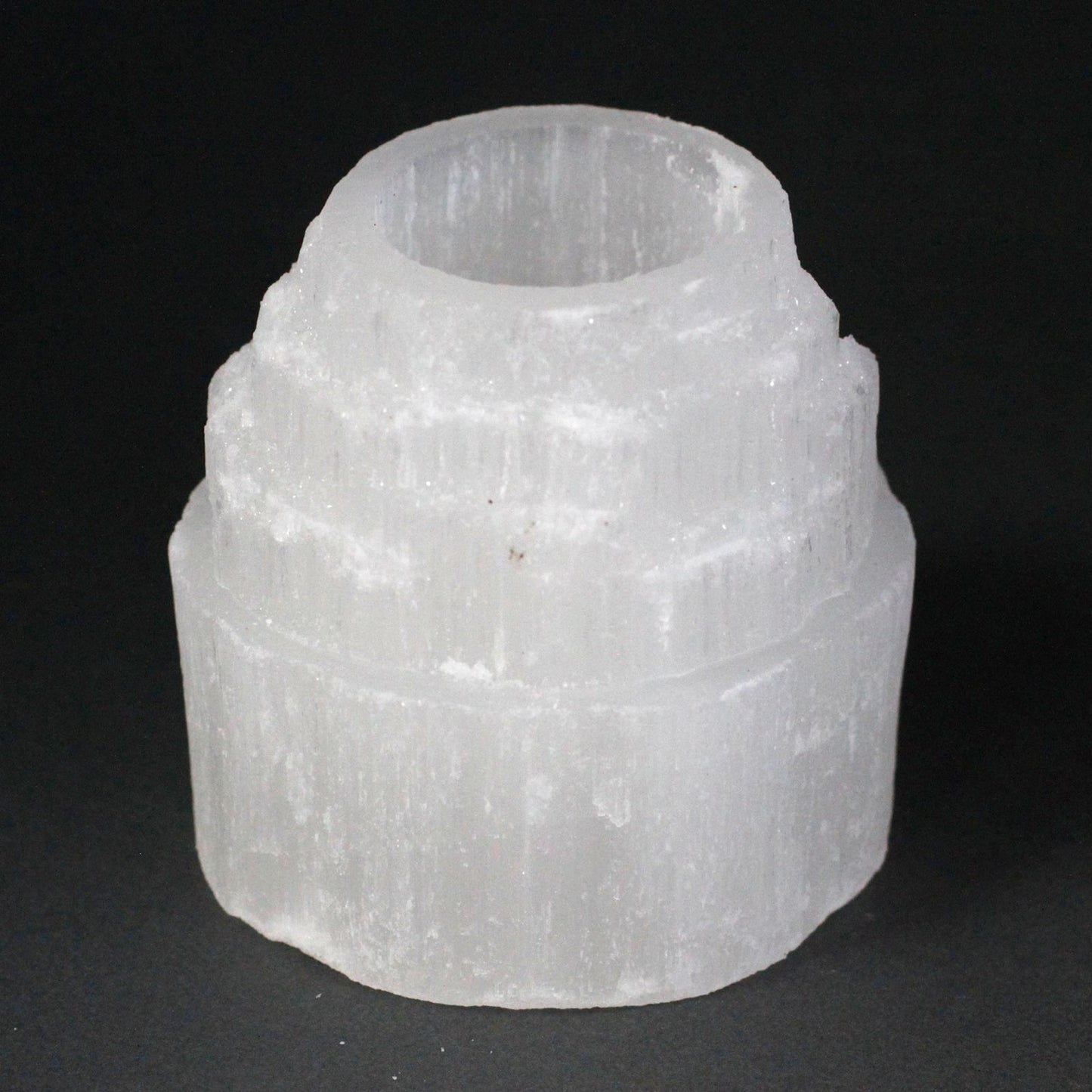 Selenite Mountain Top Candle Holder 8 cm UK | Boho, Spiritual & Darkly Divine Lifestyle | Angel Dust
