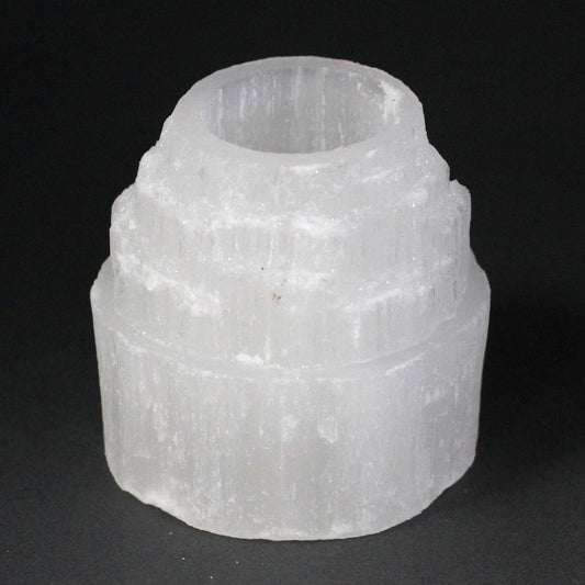 Selenite Mountain Top Candle Holder 8 cm UK | Boho, Spiritual & Darkly Divine Lifestyle | Angel Dust