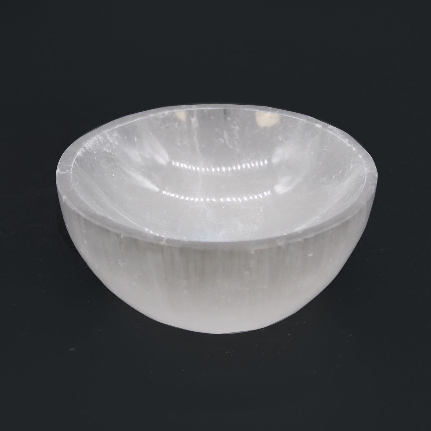 Selenite Round Bowl Medium8 cm – polished selenite crystal bowl for crystal cleansing, gemstone storage and sacred décor UK
