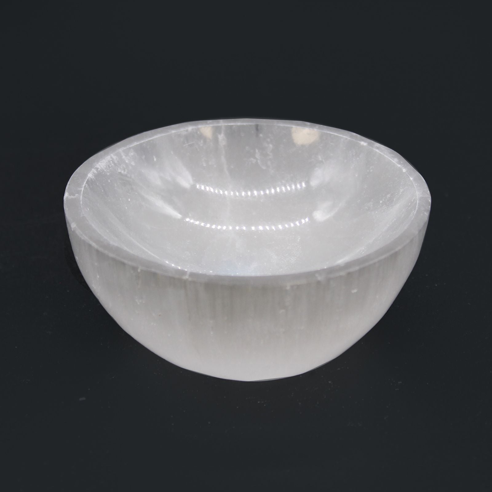 Selenite Round Bowl Medium8 cm – polished selenite crystal bowl for crystal cleansing, gemstone storage and sacred décor UK