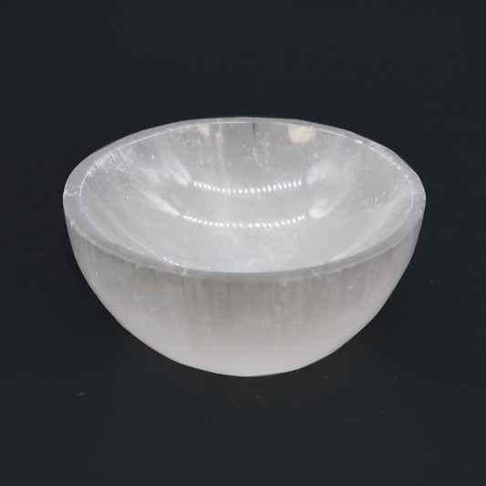 Selenite Round Bowl Medium8 cm – polished selenite crystal bowl for crystal cleansing, gemstone storage and sacred décor UK