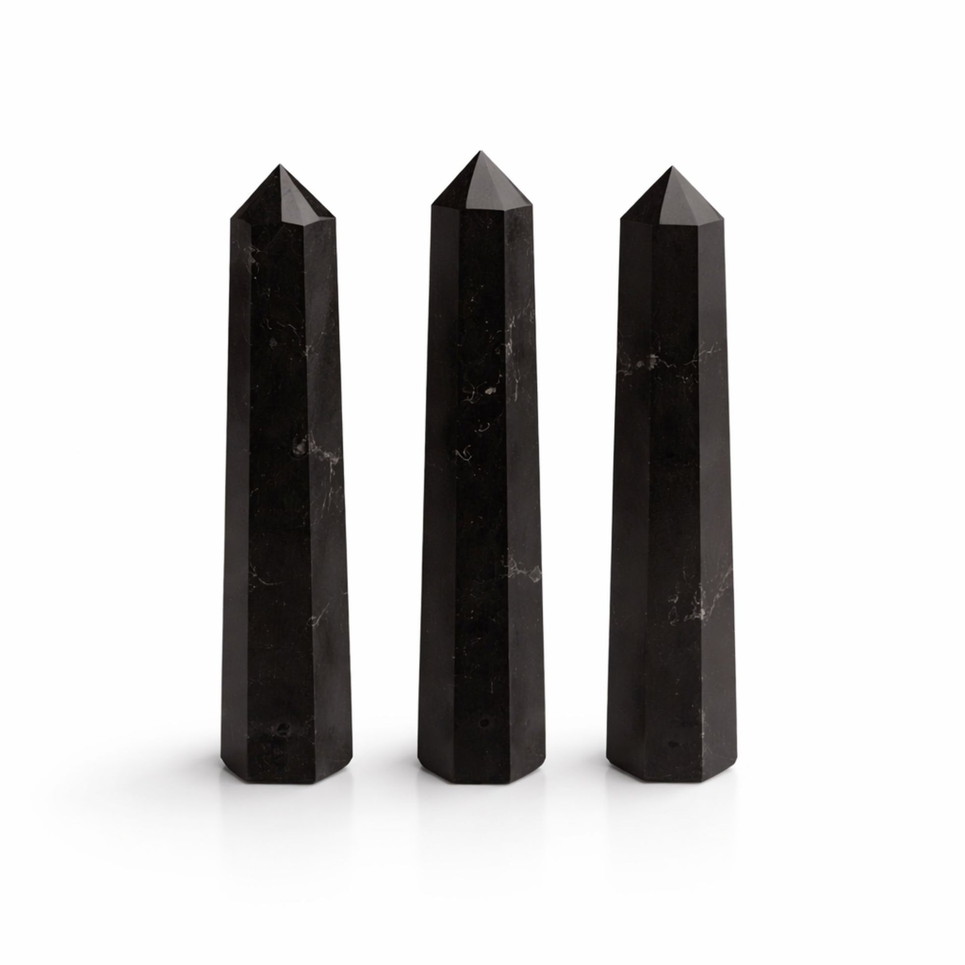 Black Tourmaline obelisk point 11cm six sided crystal tower dark gemstone
