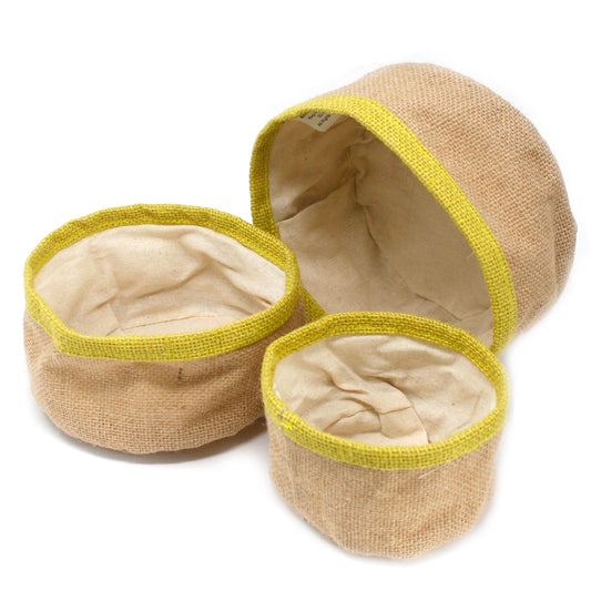 Set of 3 Natural Jute Baskets Olive – woven eco-friendly storage baskets with olive finish for home organisation