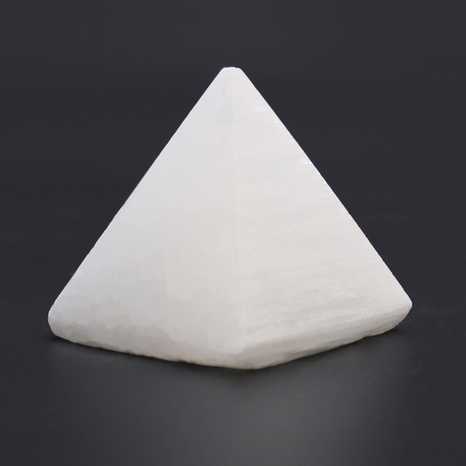 Selenite Pyramid small 5 cm – small natural selenite crystal pyramid for space energy cleansing and crystal charging