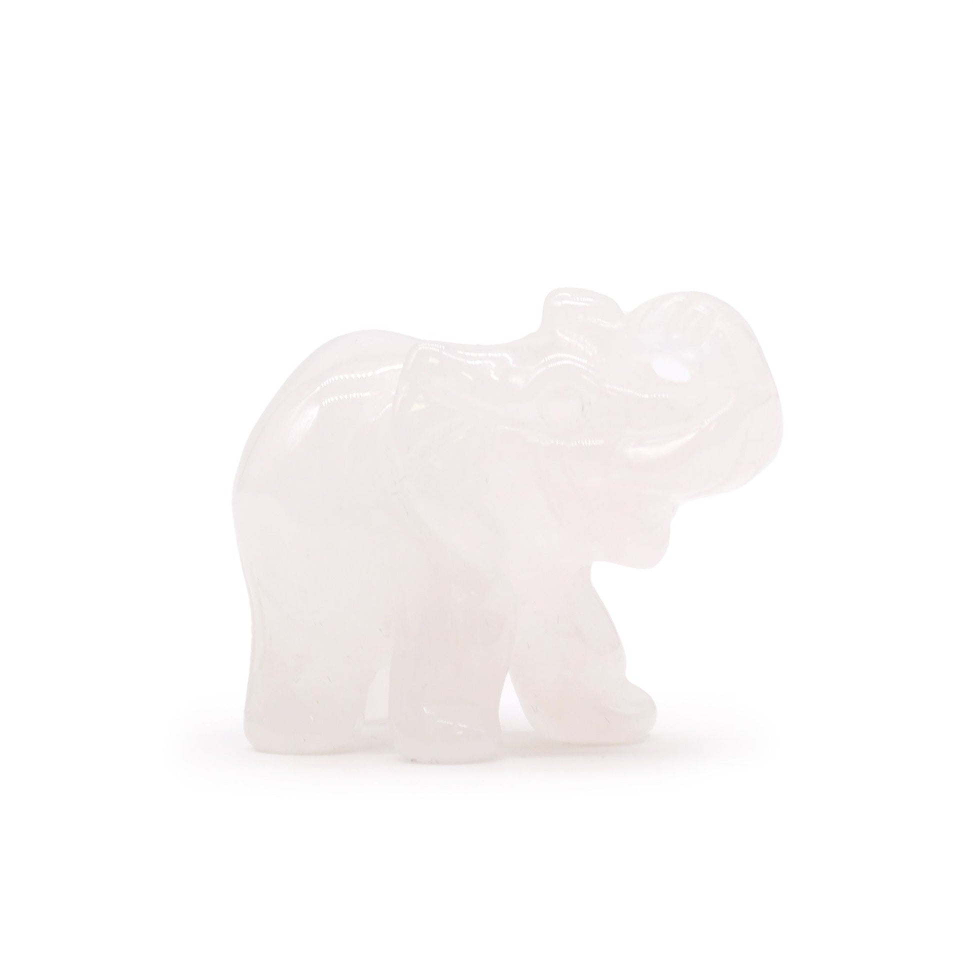 Gemstone Lucky Elephant – hand-carved rose quartz crystal elephant figurine for love, luck and spiritual décor