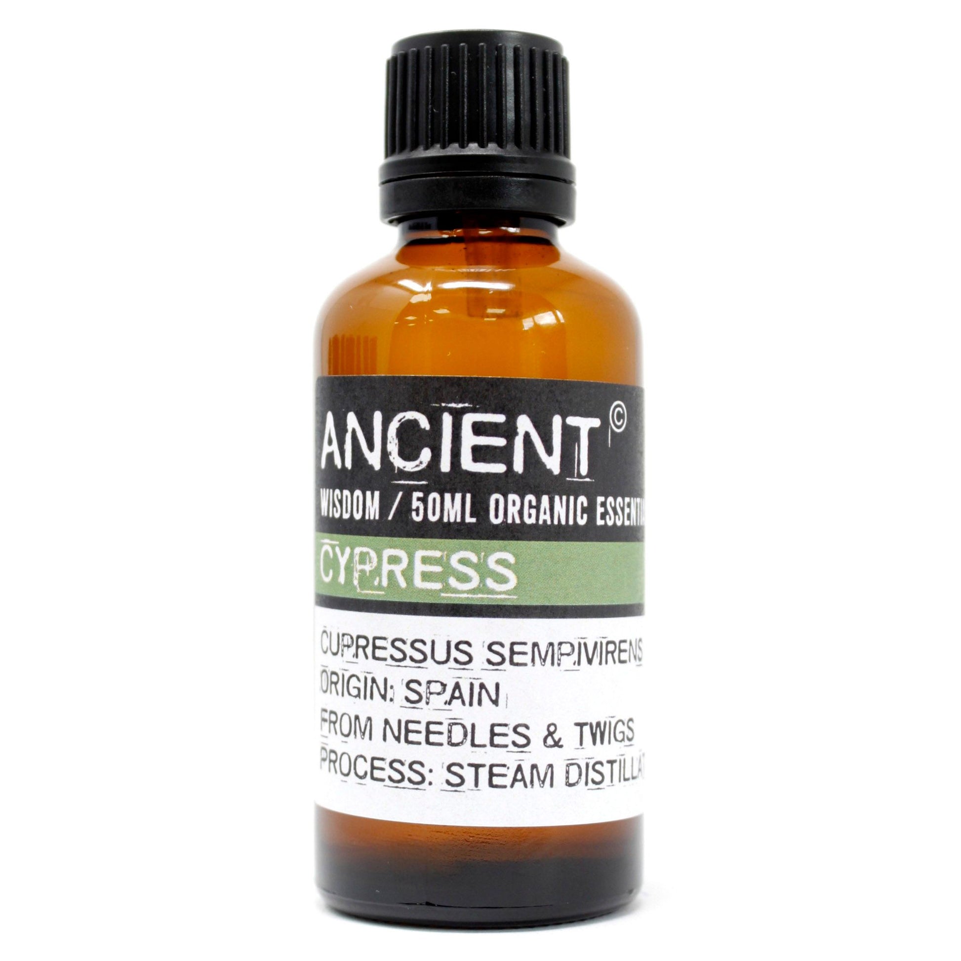 Organic Cypress Essential Oil 50ml with fresh woody evergreen aroma for aromatherapy and home fragrance.
