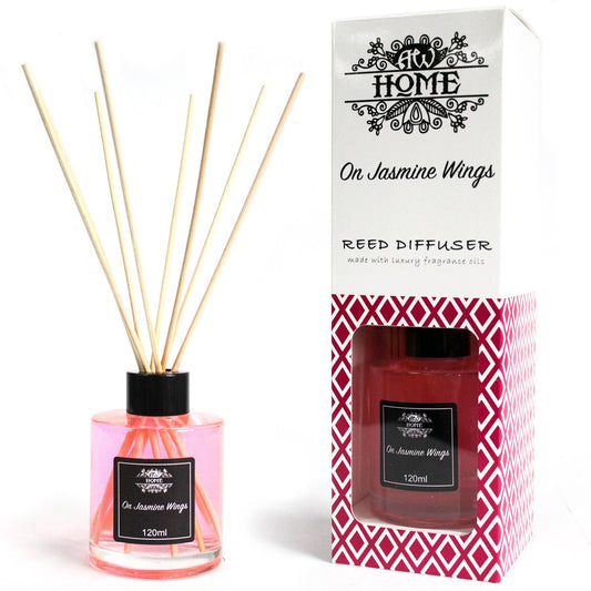 On Jasmine Wings reed diffuser 120ml with soft jasmine floral fragrance for calming home scent