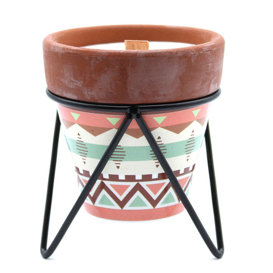 Agnes + Cat Clove Soy Candle – herb garden candle with wooden wick in terracotta pot