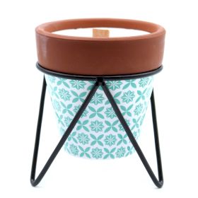 Agnes + Cat Rosemary Soy Candle – herb garden candle with wooden wick in terracotta pot