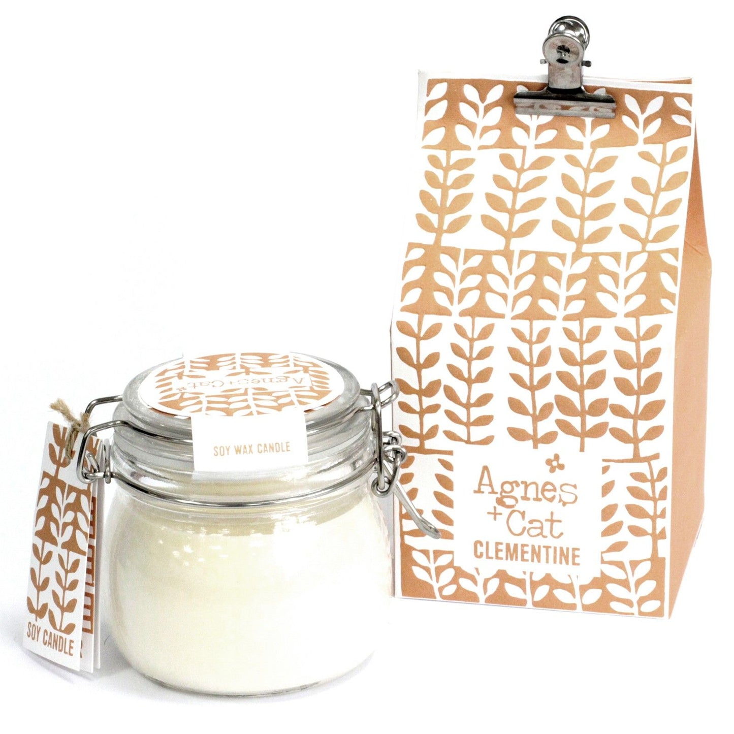 Agnes + Cat Clementine Kilner Jar Soy Candle – fresh citrus candle in glass jar