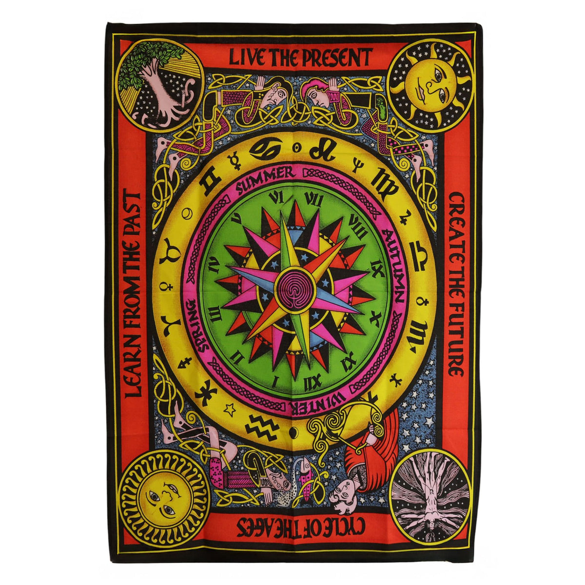 Circle of Life cotton wall art with colourful mandala-inspired design 70x110cm UK