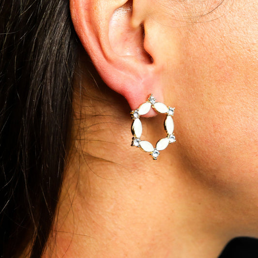 Pearl glass hoop earrings, lightweight boho jewellery UK