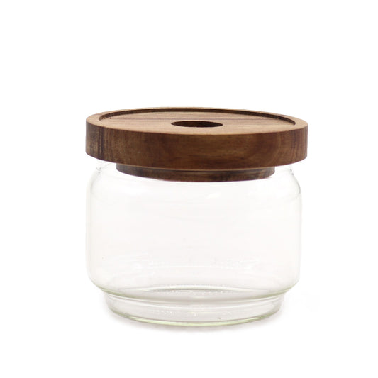 Cottage Bamboo Glass Jar Mini