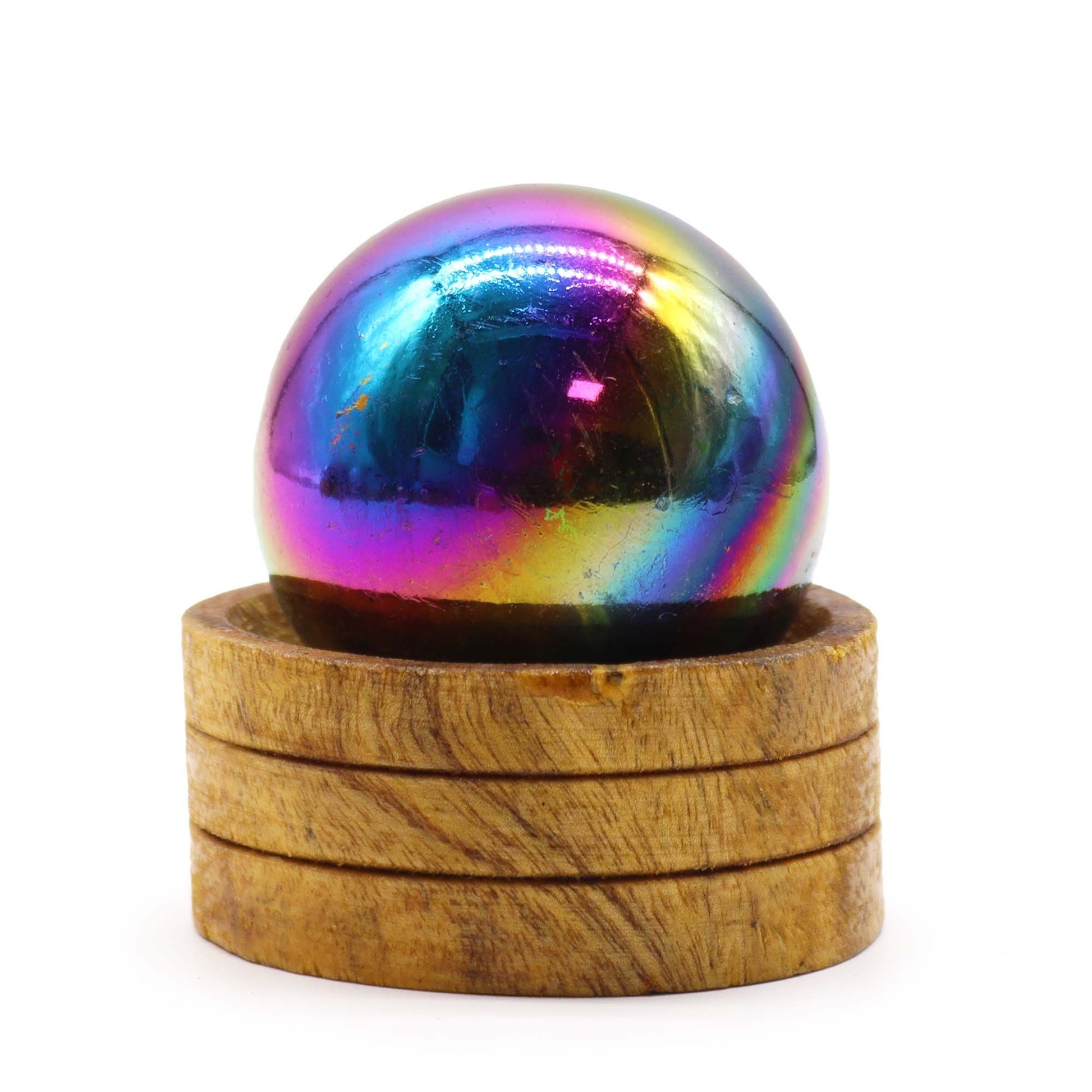 Amethyst aura sphere 50mm iridescent crystal ball with stand purple gemstone