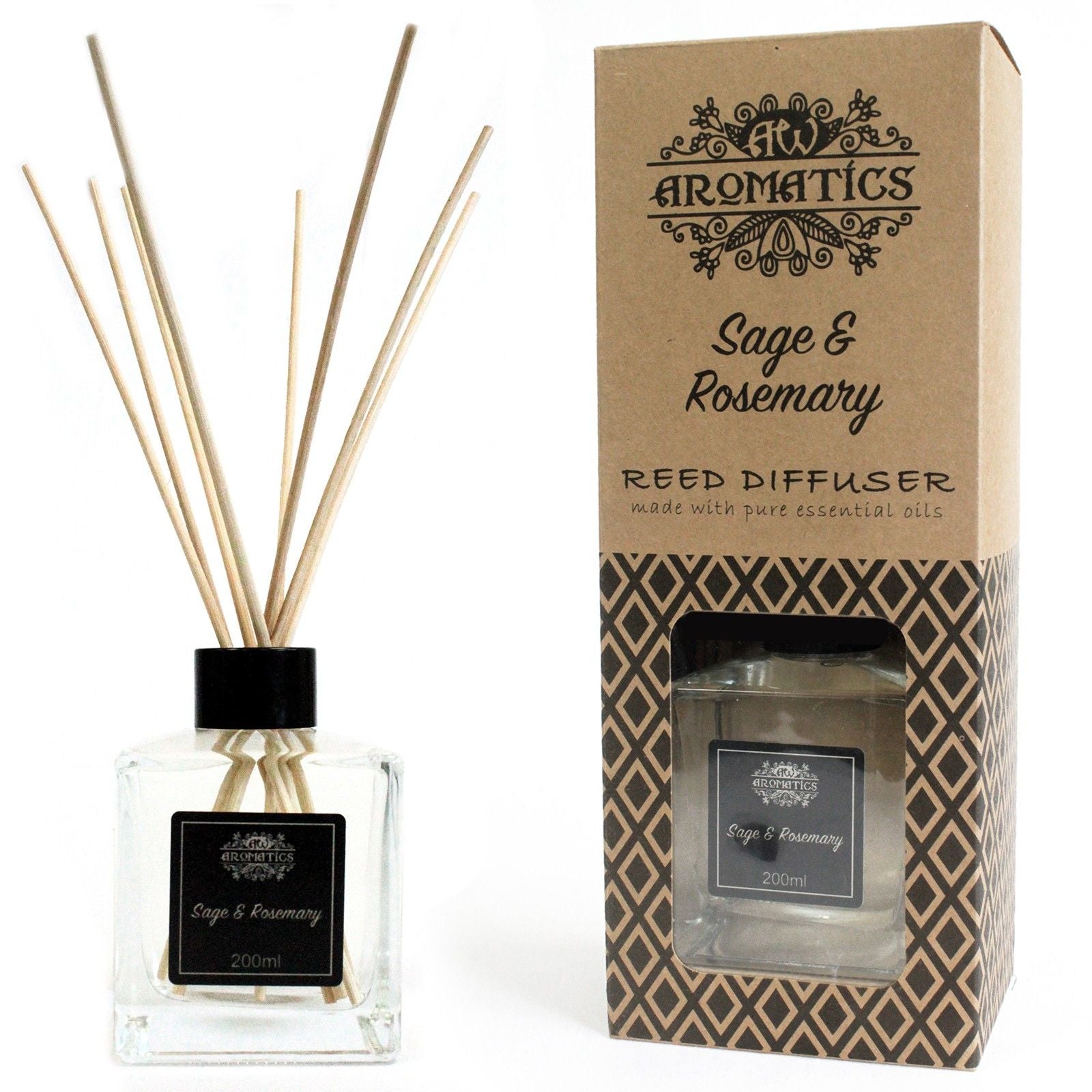 Sage and Rosemary reed diffuser 200ml with fresh herbal citrus essential oil fragrance for clean home scent