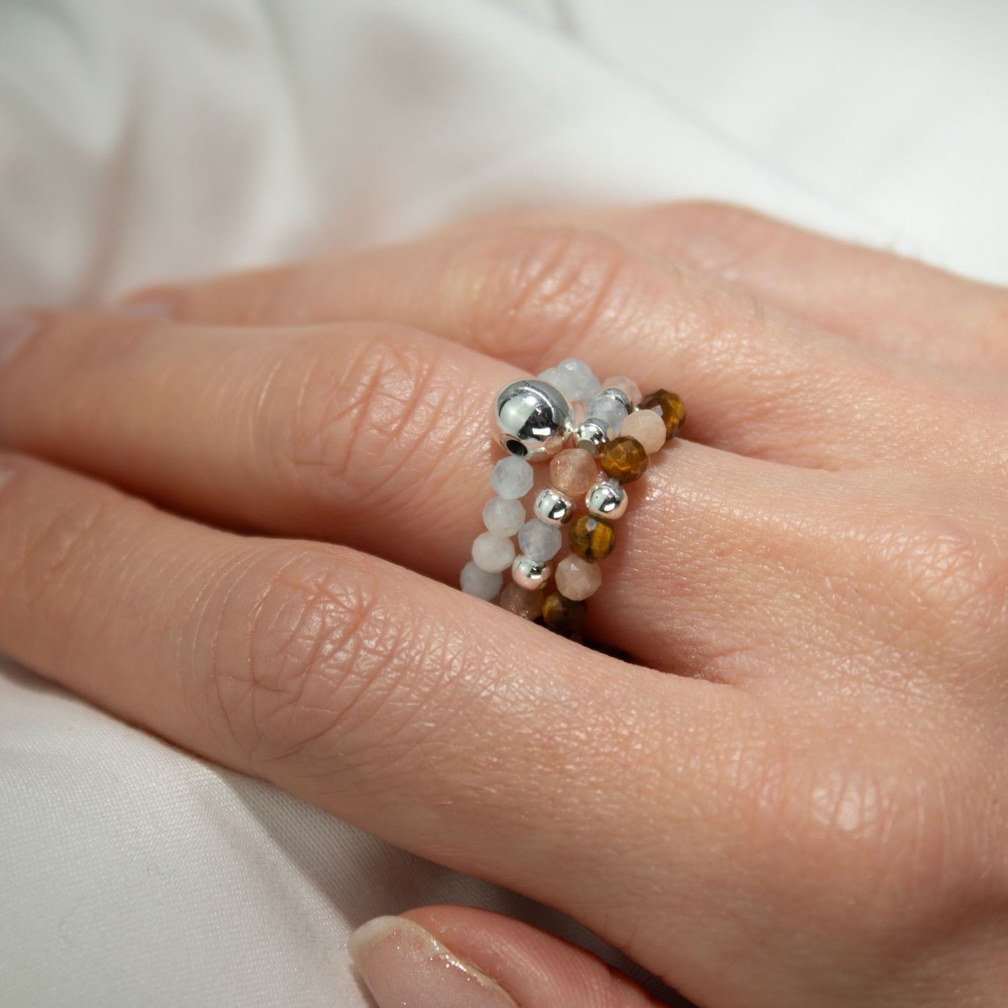 Nymph Spirit Gemstone Ring Set - Sea Sunset