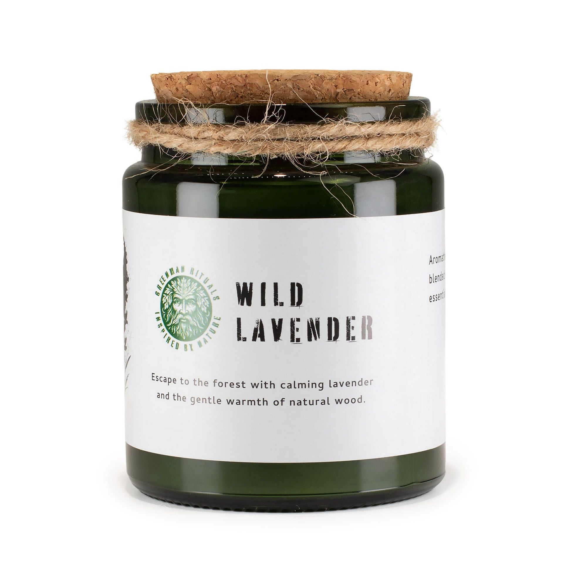 Greenman Woodwick Soy Candle – Wild Lavender herbal lavender soy candle with wooden wick