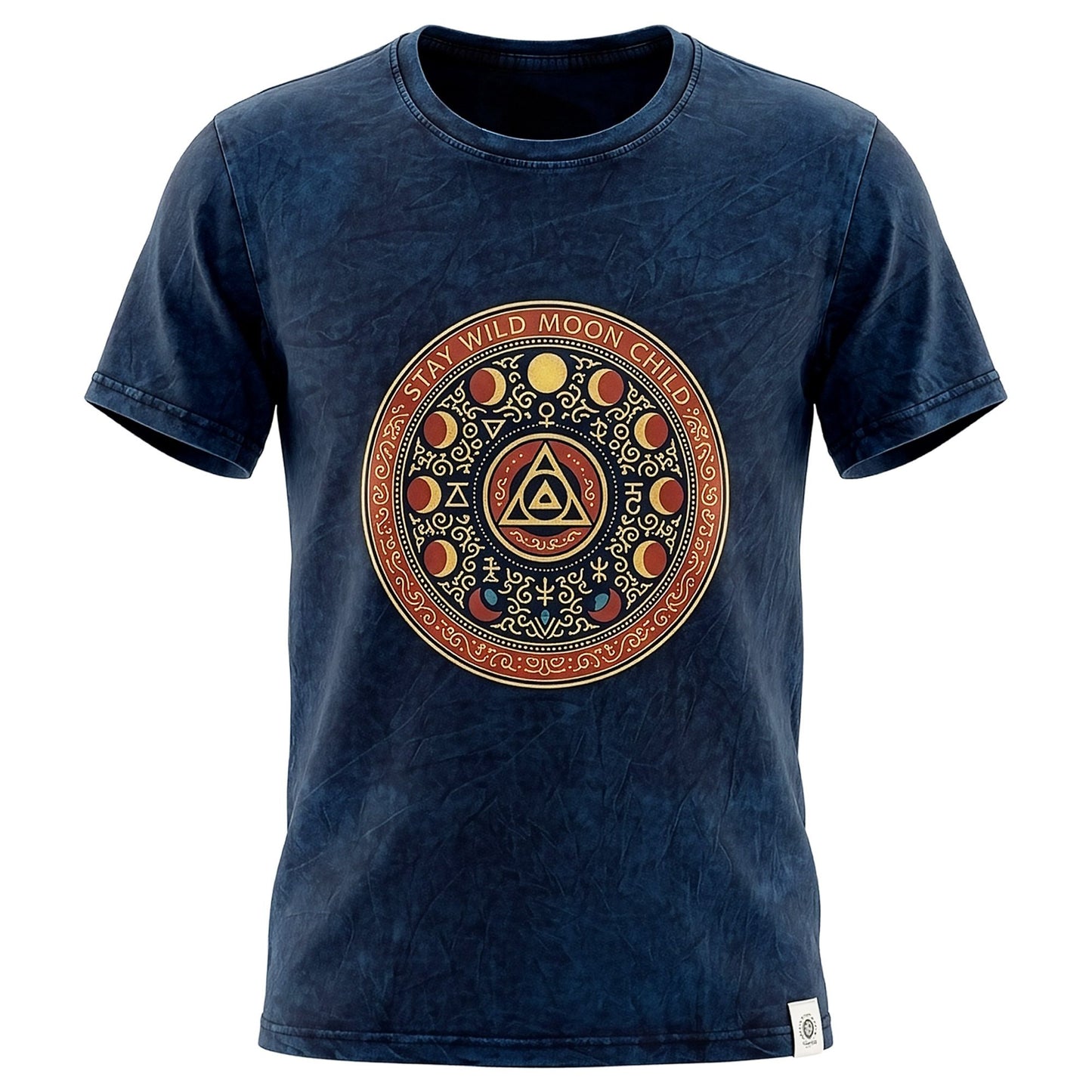 Nomad Sari Stonewashed Cotton T-Shirt - Stay Wild Moon Child - Blue - XL