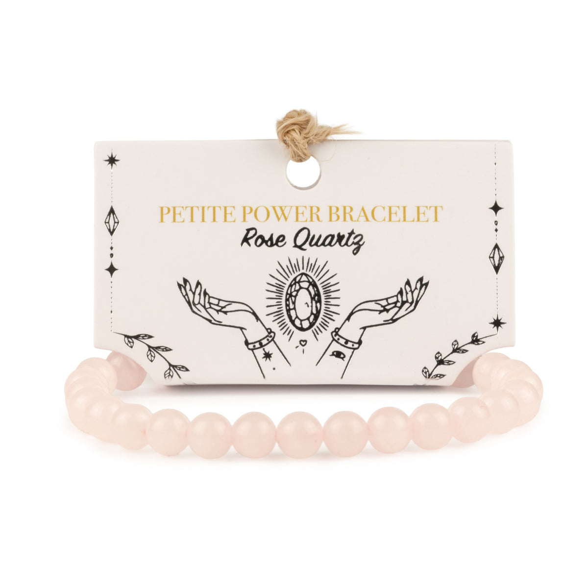 Petite Rose Quartz Power Bracelet with polished 6mm pale pink gemstone beads and 17cm elastic stretch fit for slimmer wrists UK