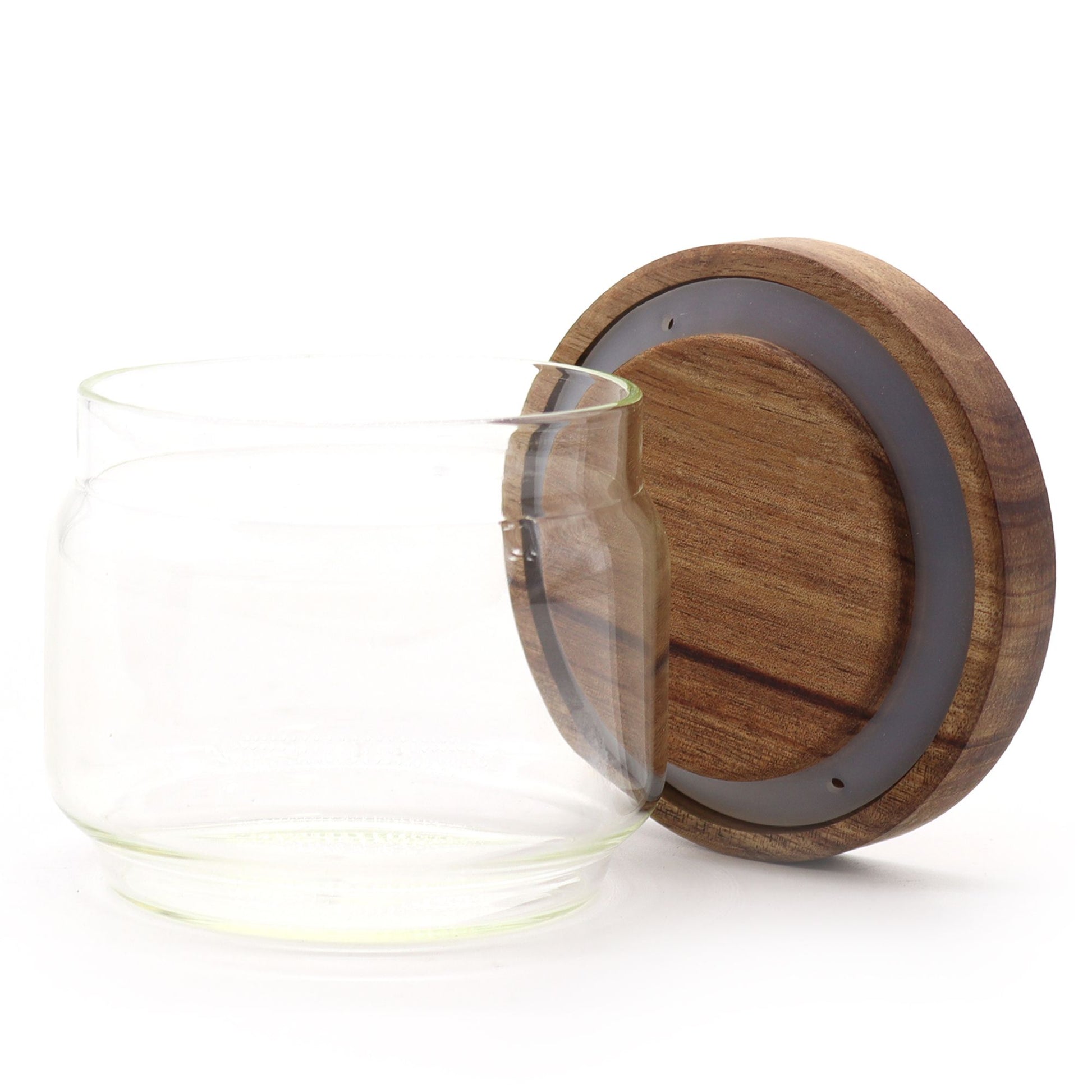 Cottage Bamboo Glass Jar Small glass storage jar with bamboo lid approx. 9 × 7 cm