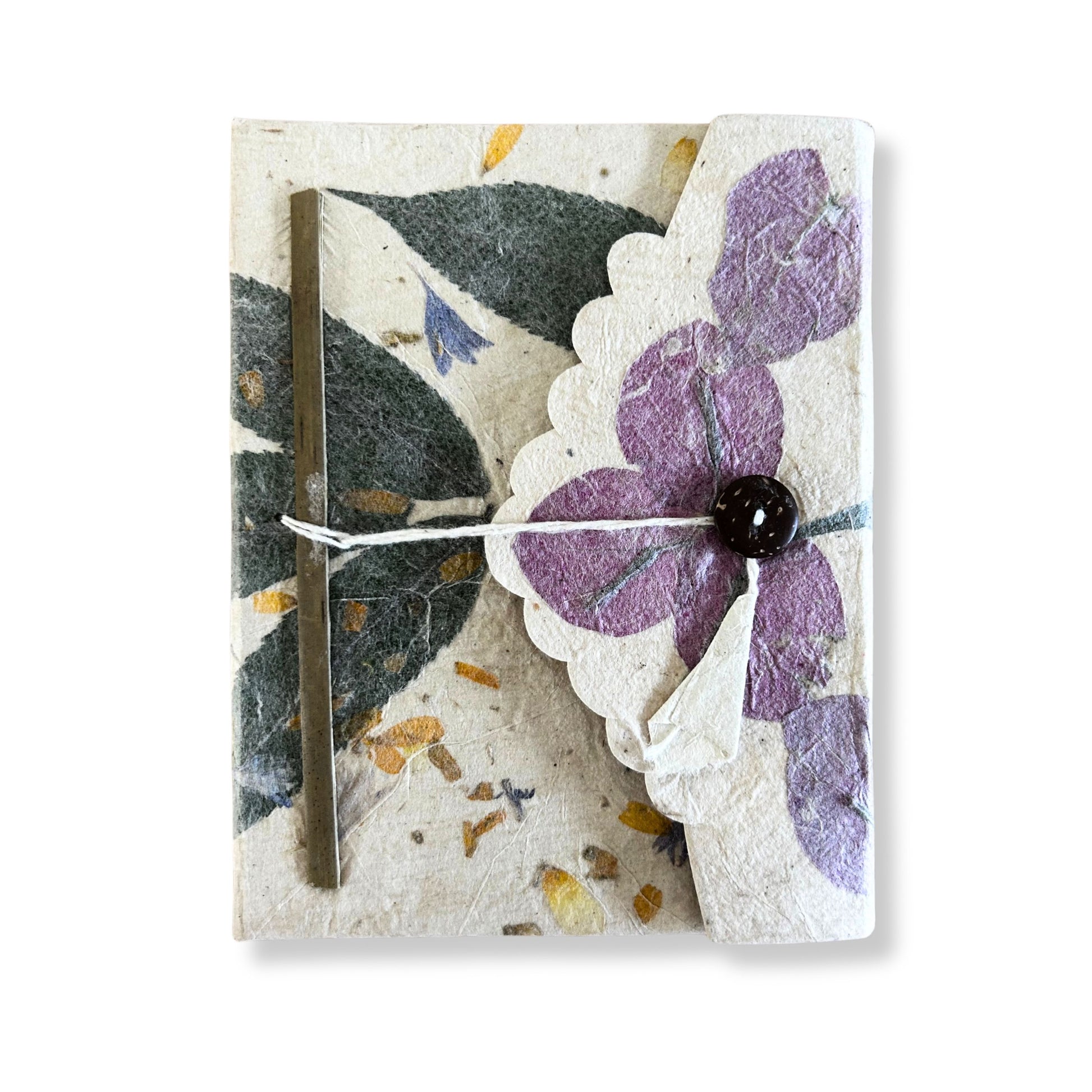 Bougainvillea Lokta Journal medium handmade paper with pressed flower cover for journaling and sketching