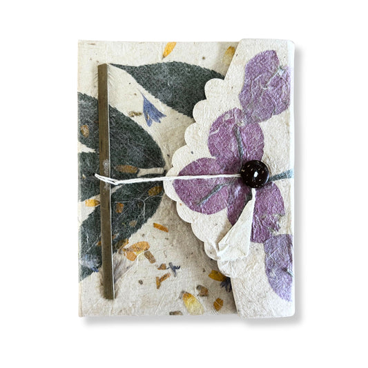 Bougainvillea Lokta Journal medium handmade paper with pressed flower cover for journaling and sketching