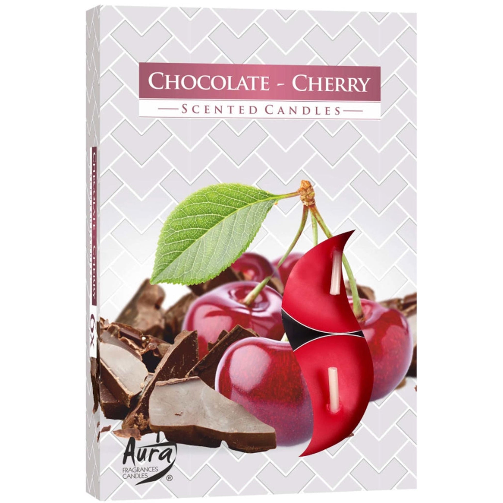 Chocolate sour cherry scented tealight candles set of 6 rich sweet fragrance 4 hour burn candles