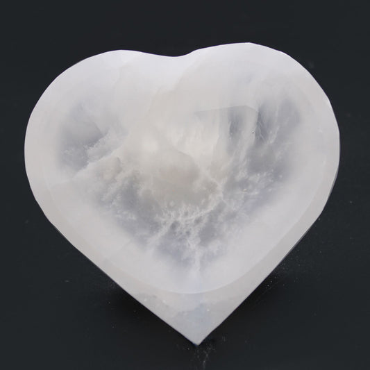 Selenite Heart Bowl  Large 10 cm – polished selenite crystal heart bowl for energy cleansing, crystal charging and sacred décor UK