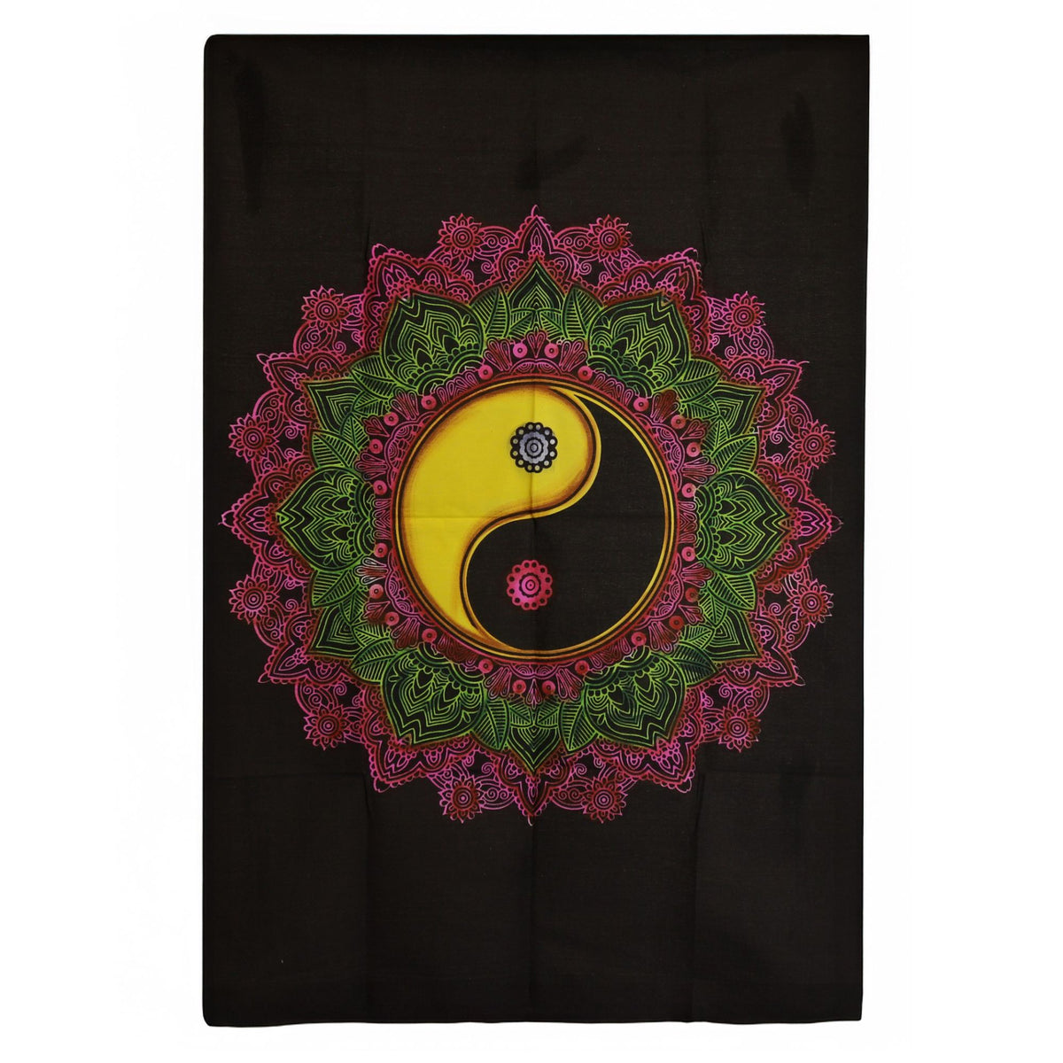 Yin Yang Mandala cotton wall art with colourful circular design 70x110cm UK
