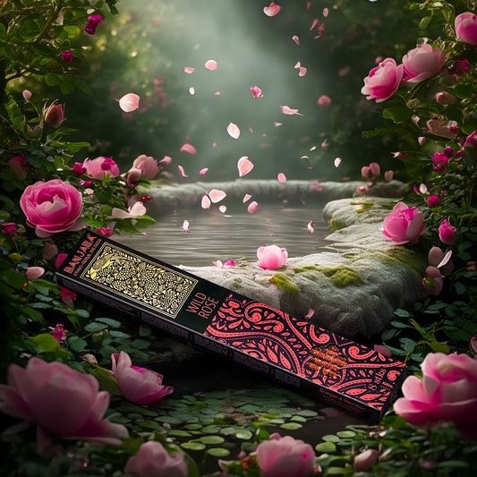 Banjara Extra Long Smudge Incense Sticks – Wild Rose premium natural incense sticks for extended aromatic smoke, space cleansing, gentle ritual ambience and uplifting energy