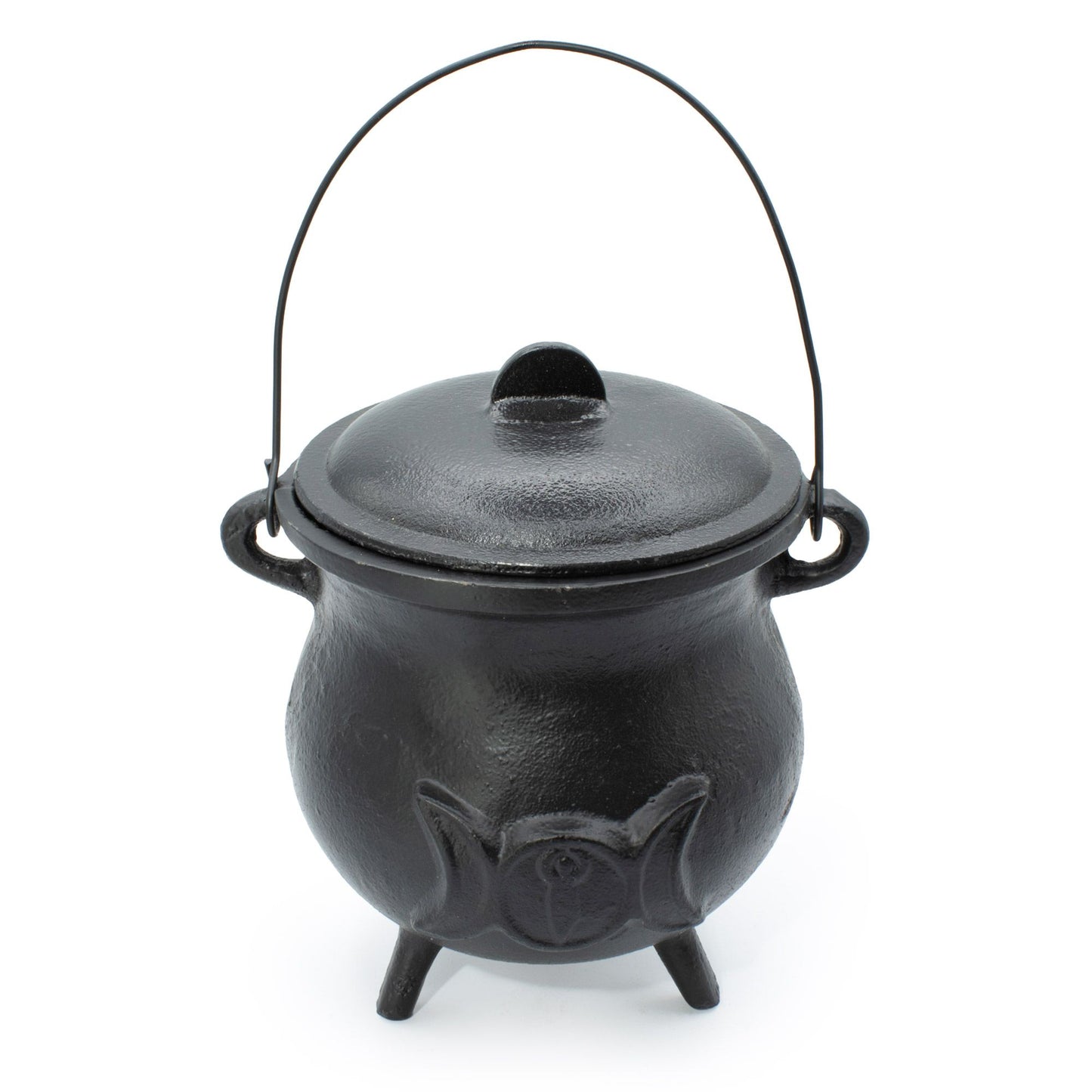 Extra Huge Cast Iron Cauldron with Triple Moon 23x18cm ritual vessel