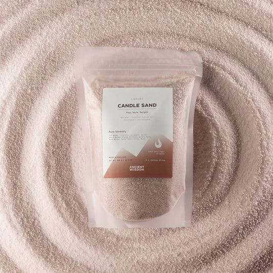 Latte beige Pure Serenity fragranced candle sand with four cotton wicks