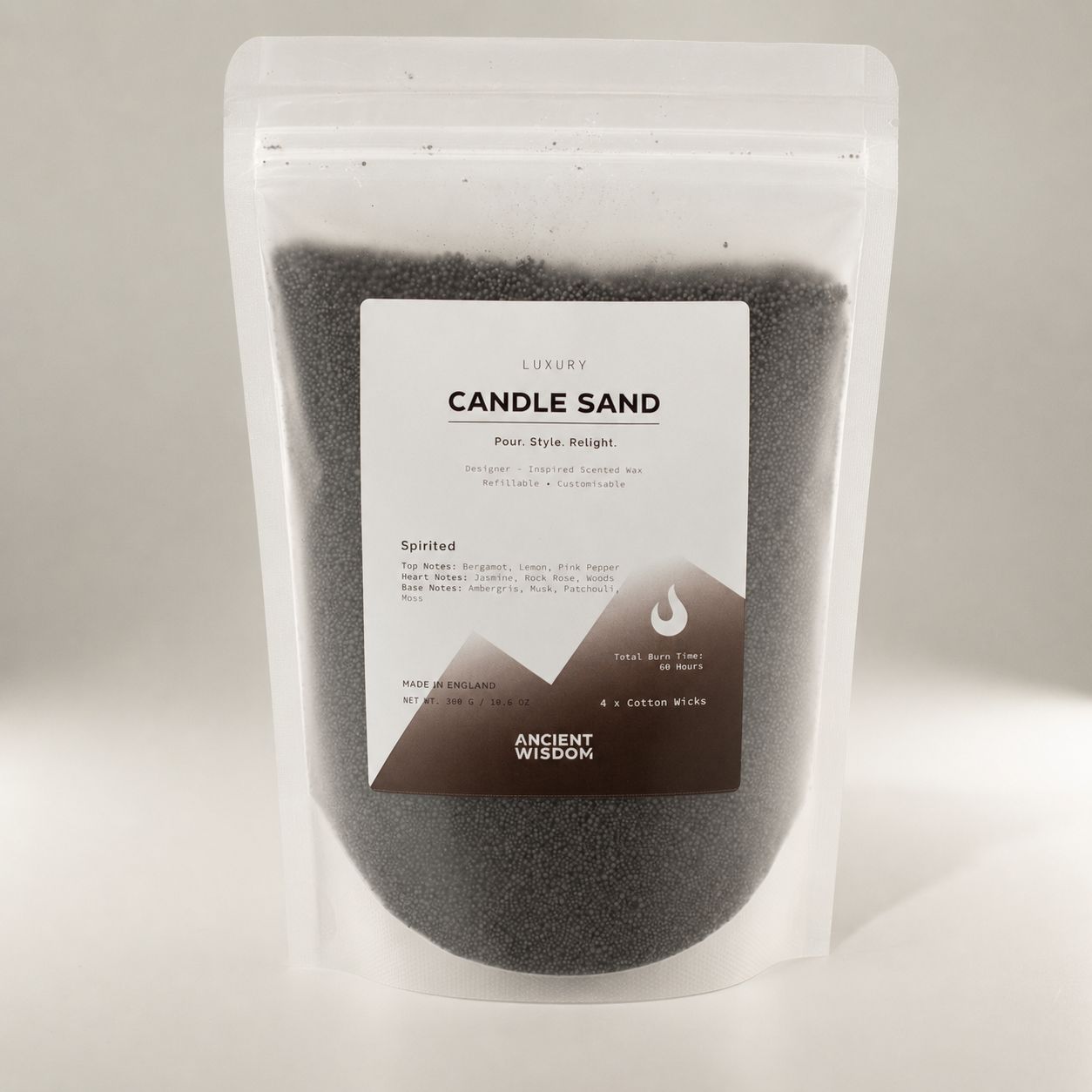 Fragranced Candle Sand - Black - Spirited