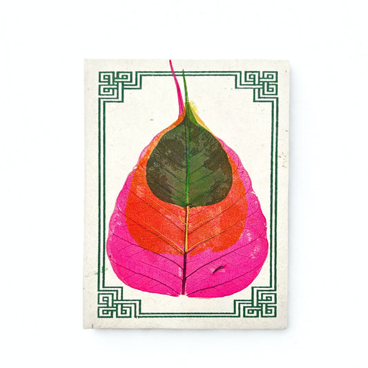 Bodhi Leaf Lokta Journal medium handmade paper with pressed leaf design for journaling and reflection