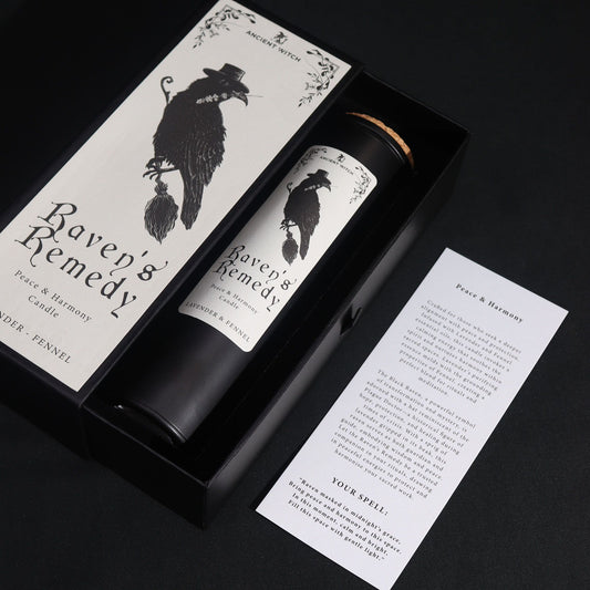 Ancient Witch Ritual Candles – Raven’s Remedy scented ritual candle with up to 50 h burn time for protection and cleansing