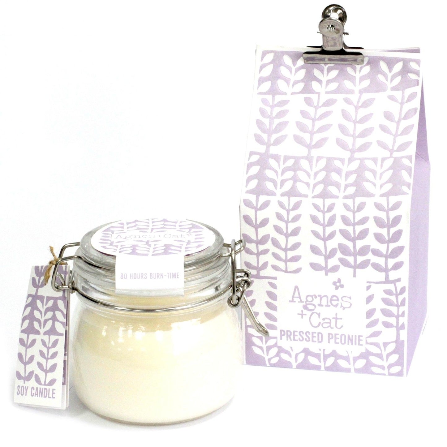 Agnes + Cat Pressed Peonies Kilner Jar Soy Candle – soft floral candle in glass jar