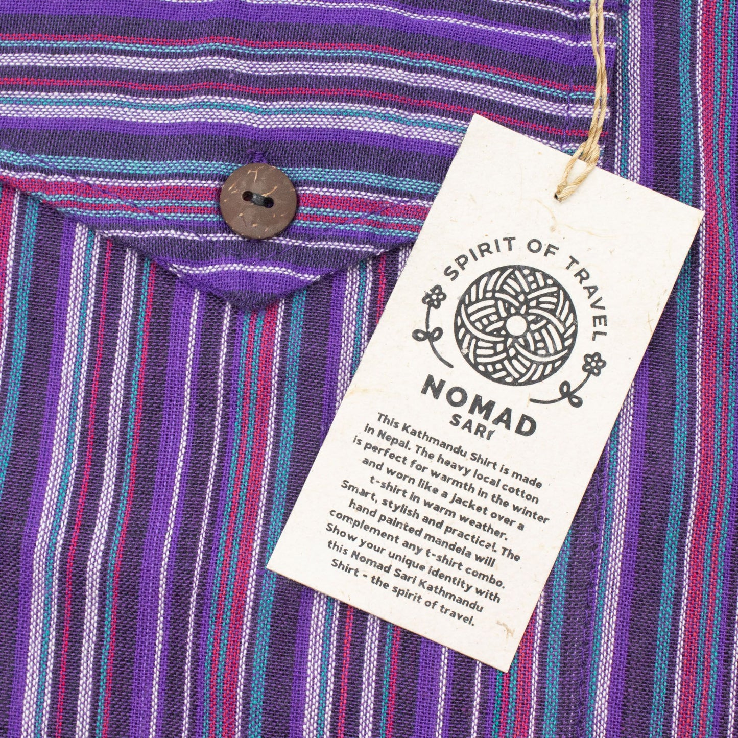 Nomad Sari Grandad Shirt - Black Purple - XL