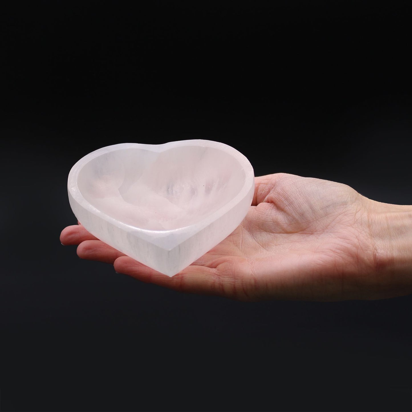 Selenite Heart Bowl Large