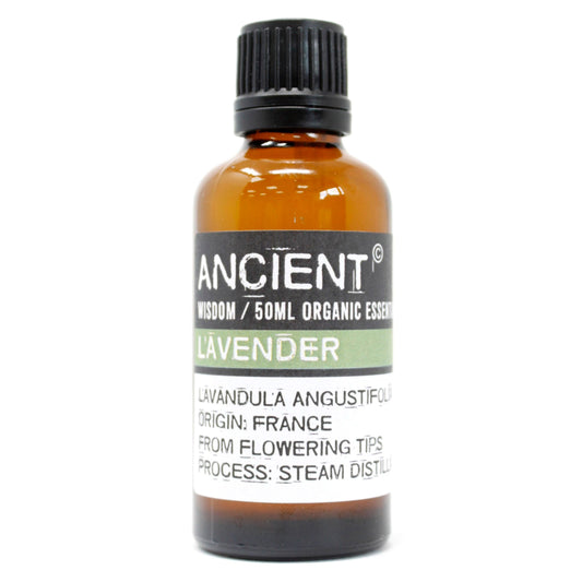 Organic Lavender Essential Oil 50ml with soft floral herbal aroma for aromatherapy and home fragrance.