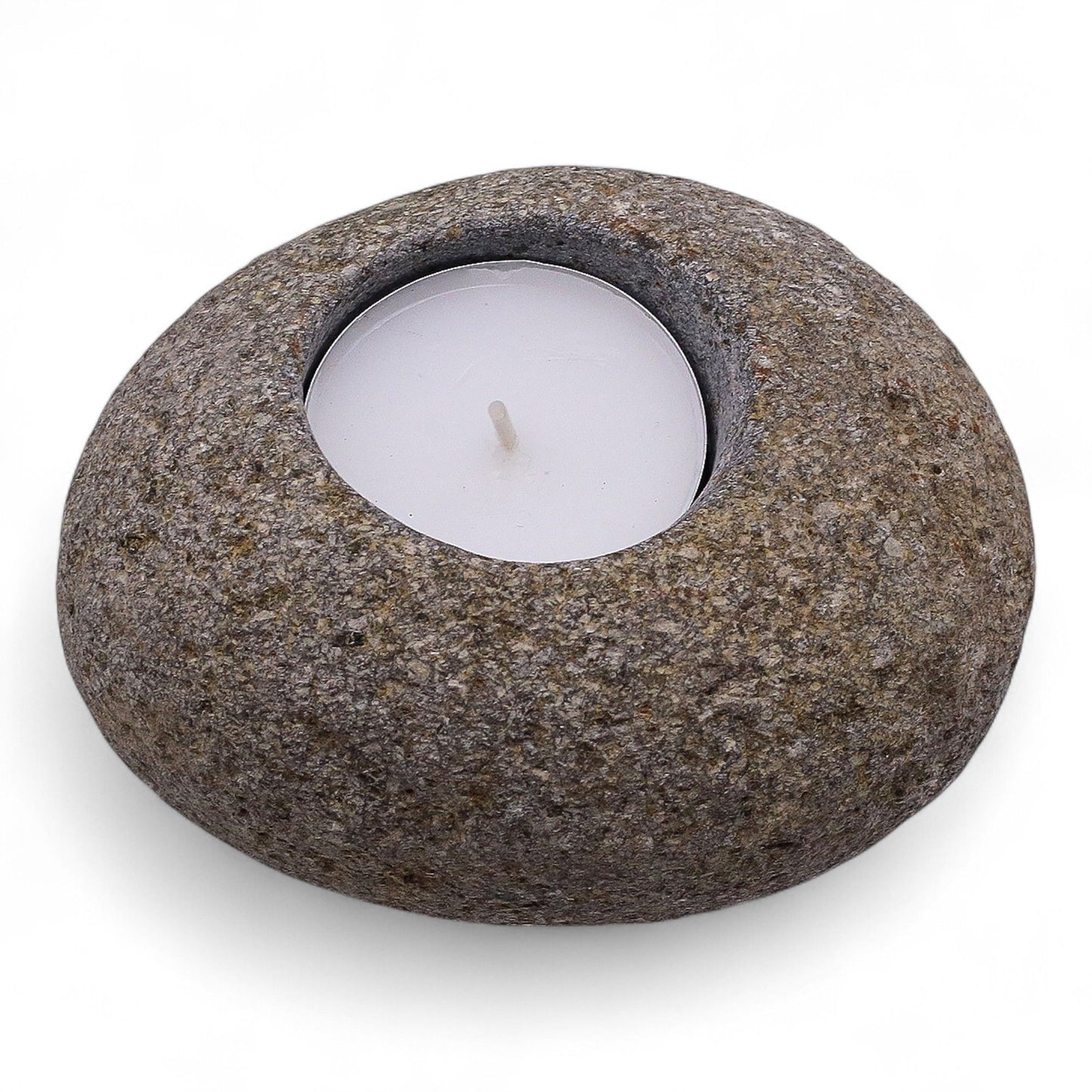 Natural riverstone candle holder single tealight nightlight hand carved stone decor