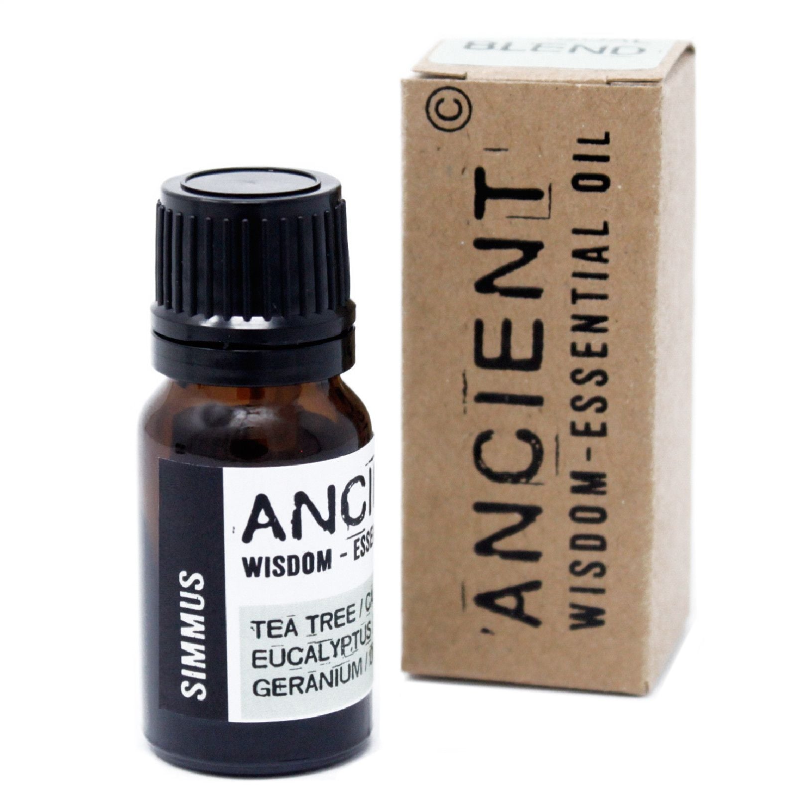 Simmus Essential Oil Blend Boxed 10ml with orange eucalyptus peppermint geranium tea tree and camphor essential oils.