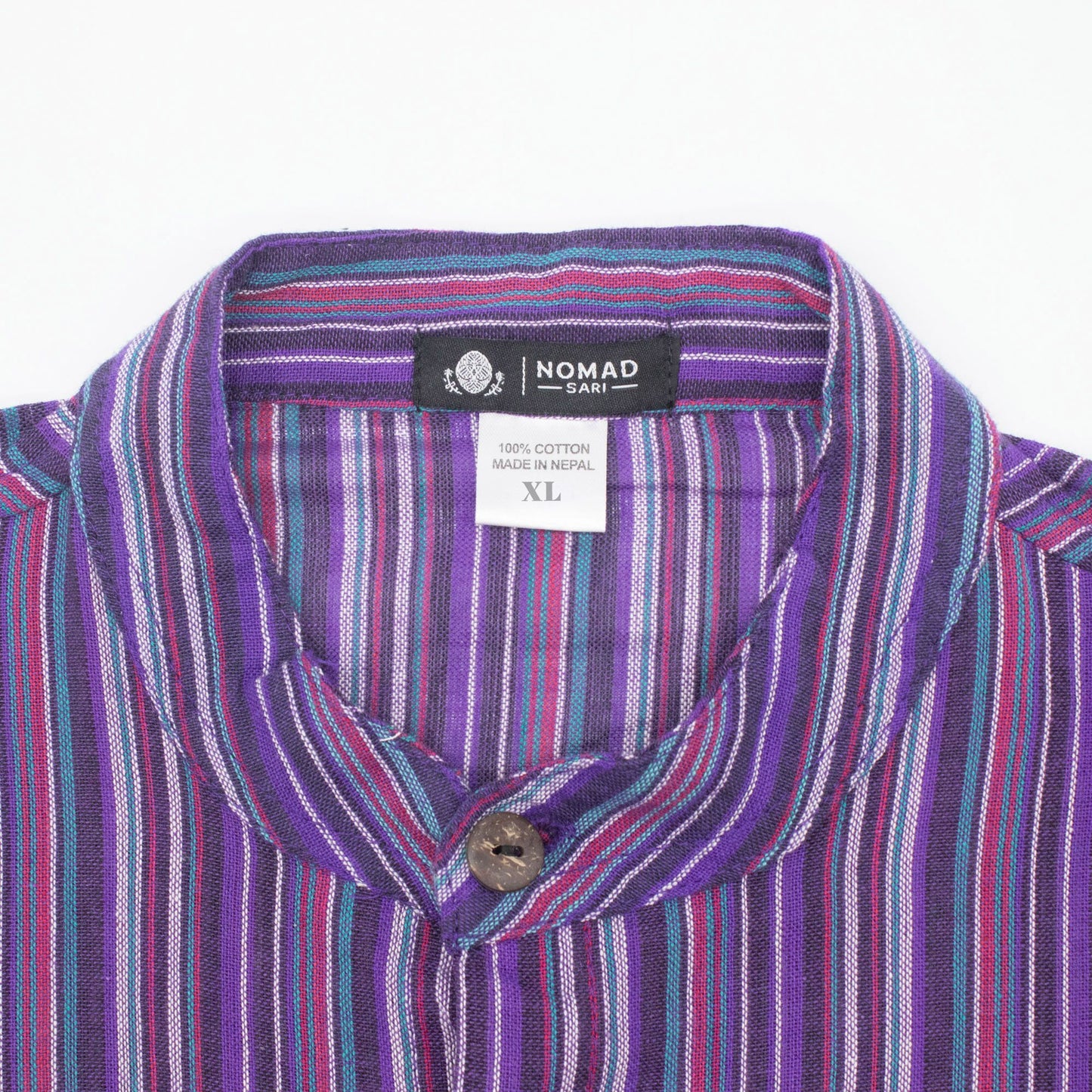Nomad Sari Grandad Shirt - Black Purple - XL