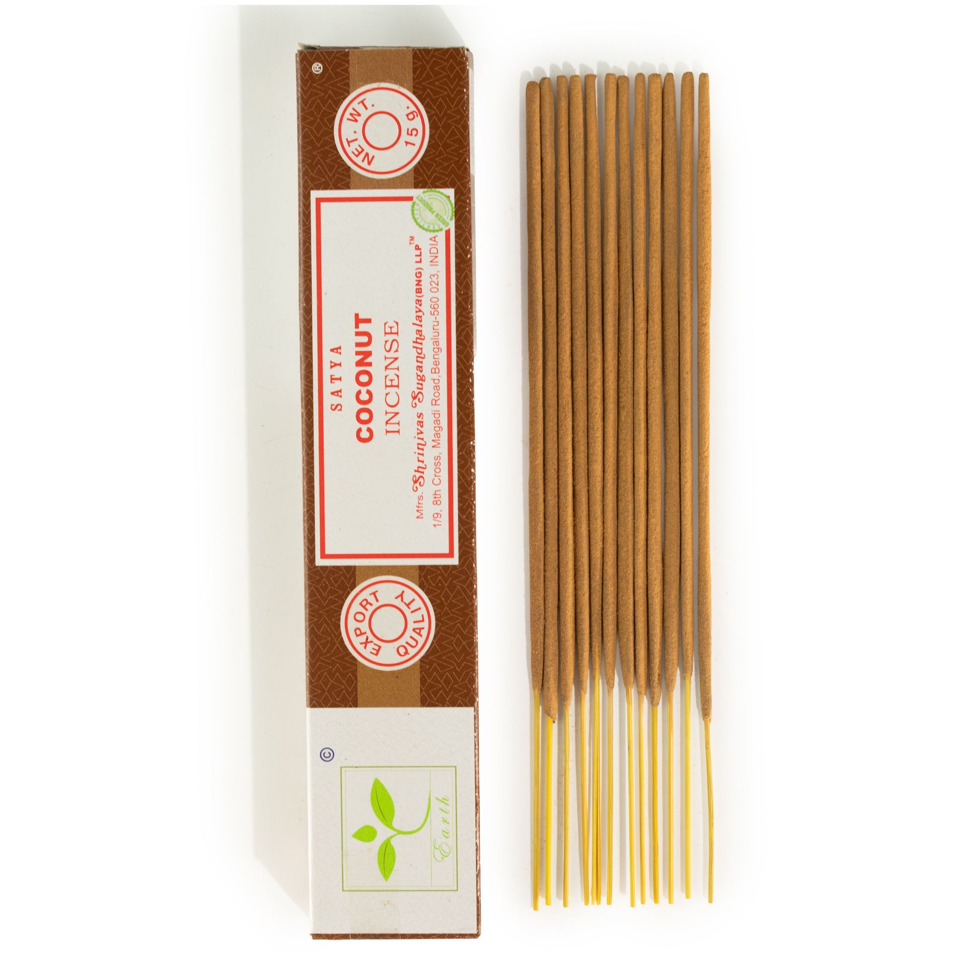 Satya Coconut incense sticks 15g pack with sweet creamy tropical coconut fragrance