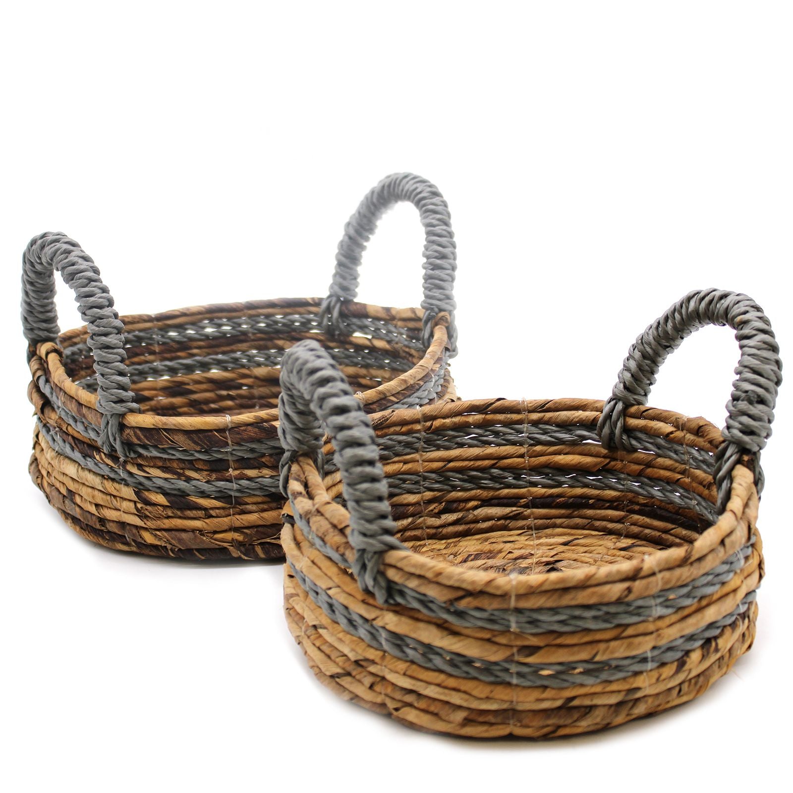 Banana leaf abu-abu raffia basket set of 2 – woven eco-friendly storage baskets for boho home organisation