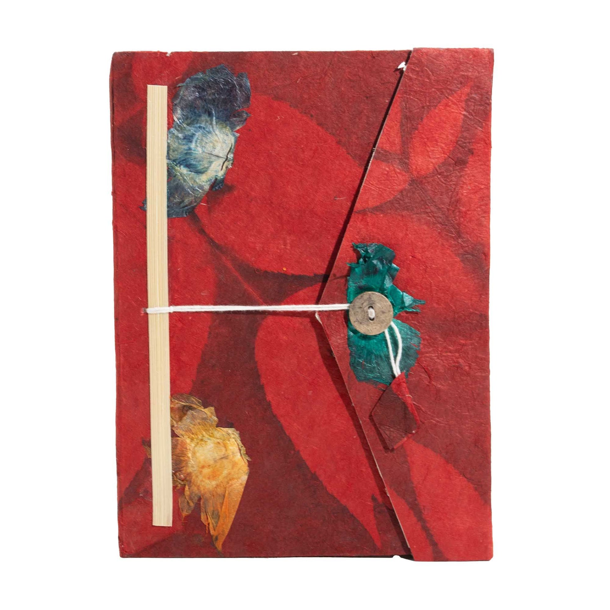 Bold Floral Lokta Journal large ruby handmade paper with floral cover and bookmark