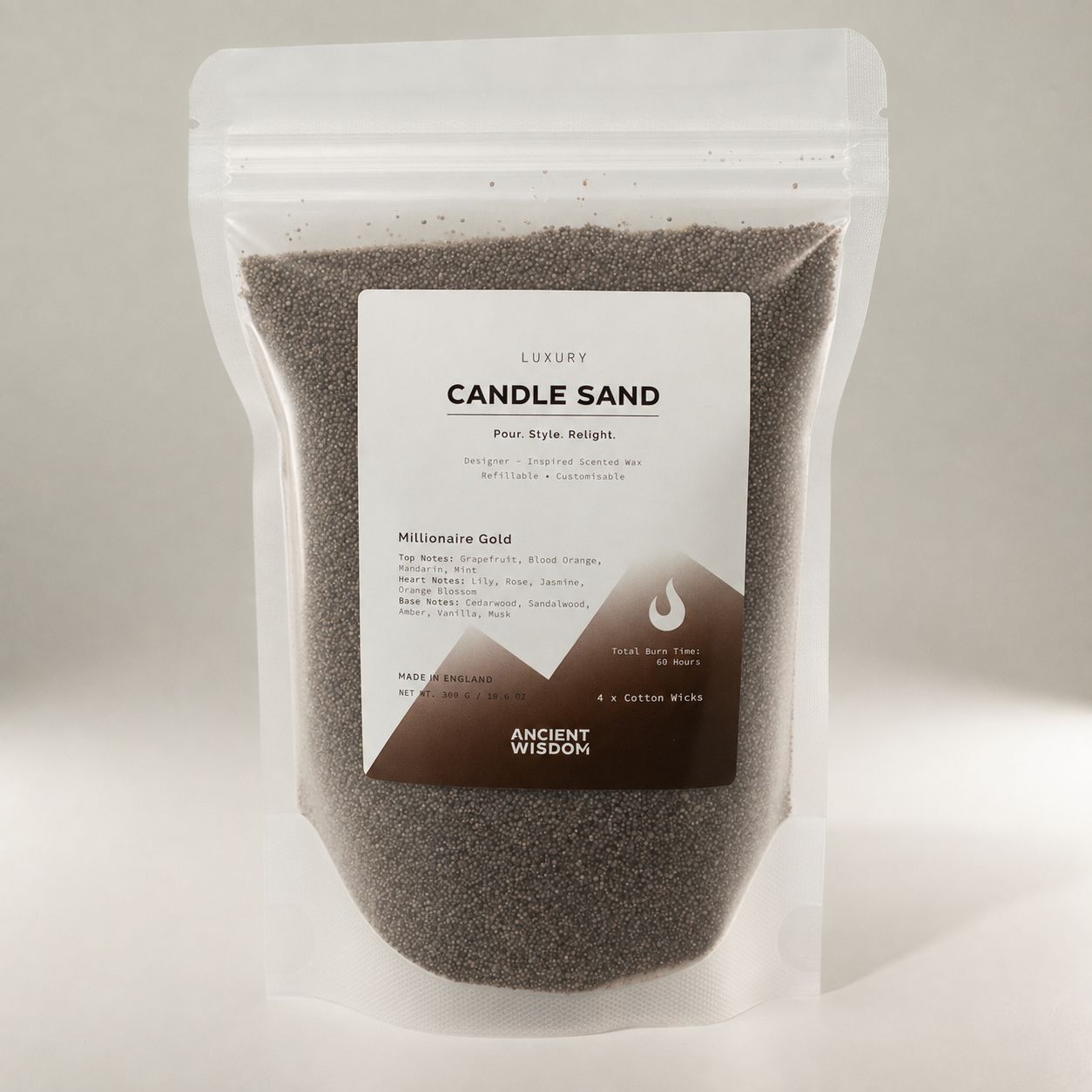 Fragranced Candle Sand - Chocolate Brown - Millionaire Gold