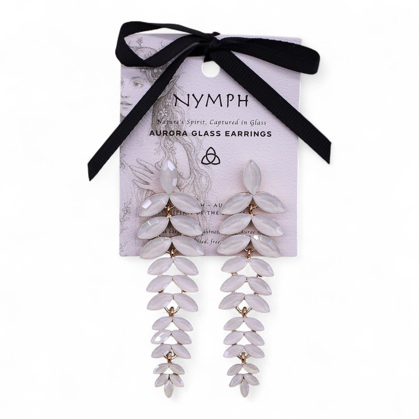 Vintage Glass Earrings Pearl Long Drop