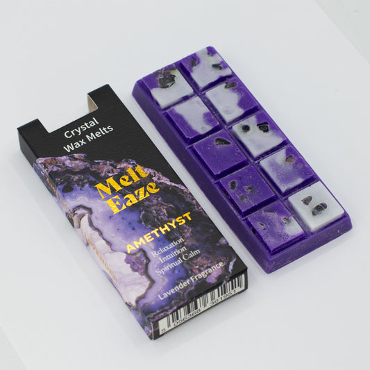 MeltEaze Amethyst Dream wax melts 50g snap bar with amethyst chips lavender scent