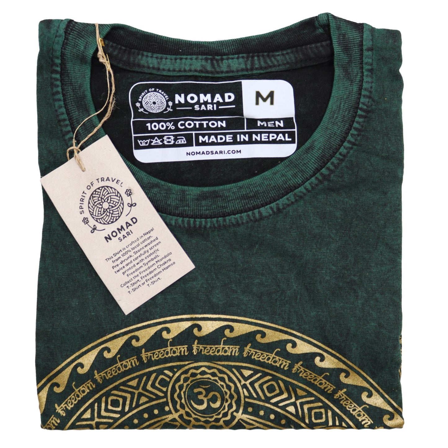 Medium stone washed green chakra spiritual t-shirt